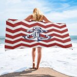 Serviette de bain avec boussole ancre rtro, accessoire de salle de bain camping, serviette de visage, ...