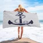 Serviette de bain avec boussole ancre rtro, accessoire de salle de bain camping, serviette de visage, ...