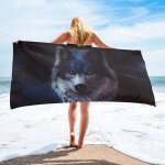 Serviette de bain en microfibre, noir et blanc, animal, loup, accessoires de salle de bain, camping, ... Serviette de bain en microfibre, noir et blanc, animal, loup, accessoires de salle de bain, camping, ...