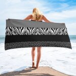 Serviette de bain a motif zbre imprim lopard, serviette de plage en microfibre pour le visage, accessoires ...