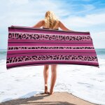 Serviette de bain a motif zbre imprim lopard, serviette de plage en microfibre pour le visage, accessoires ...