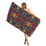 Serviette de plage a fleurs mexicaines, absorbante, lgre, pour sports de natation - type [hzf04397] ...