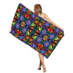 Serviette de plage a fleurs mexicaines, absorbante, lgre, pour sports de natation - type [hzf04398] ...