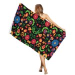 Serviette de plage a fleurs mexicaines, absorbante, lgre, pour sports de natation - type [hzf05205] ...