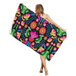 Serviette de plage a fleurs mexicaines, absorbante, lgre, pour sports de natation - type [hzf05209] ...
