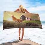 Serviette de plage en microcarence, coq, ferme, tracteur, camping, accessoires, visage - type 35x100cm ... Serviette de plage en microcarence, coq, ferme, tracteur, camping, accessoires, visage - type 35x100cm ...