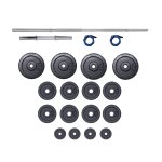 Set barres + halt�res 50 kg en acier - fitlife - tout inclus ( barres, disques, stoppers, etc )