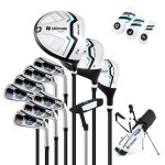 Set de clubs de golf costway - pour hommes avec sac trpied - ensemble comprend driver&bois&hybride&fers&putte ...