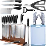 Set de couteaux professionnels pour les maîtres cuisiniers, set de 13 couteaux de chef avec bloc de couteaux ... Set de couteaux professionnels pour les maîtres cuisiniers, set de 13 couteaux de chef avec bloc de couteaux ...
