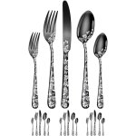Set de couverts de table en acier inoxydable pour 4 personnes, couverts noirs - avec couteau, fourchette, ...