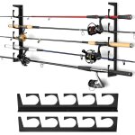Set of 2 fishing rod holder, horizontal wall mounted fishing rod holder, multifunctional fishing rod ...