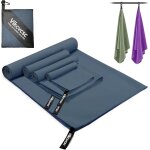 Set of 4 microfibre towels, 180 x 80 cm sports towel + 80 x 40 cm quick drying towel + 40 x 30 cm small ...