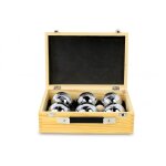 Set de pétanque 6 boules + malette poker en bois Set de pétanque 6 boules + malette poker en bois