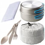 Set de vaisselle et couverts - meva - camping - 2 personnes - acier inoxydable - compact