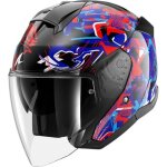 Shark skwal jet pranz casque jet, noir - charbon - rouge - bleu, taille 2xl pour hommes