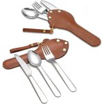 Shiba - couvert camping portables pack de 2 avec pochette en cuir est facile a transporter dans une poche, ... Shiba - couvert camping portables pack de 2 avec pochette en cuir est facile a transporter dans une poche, ...