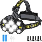 Shiba - lampe frontale 10 led haute puissance, 18 000 lumens, rechargeable avec lumire rouge, 10 modes, ...