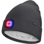 Shiba - unisexe led bonnet lampe frontale, usb rechargeable 4 led rouge et bleu lueur clignotant chapeau ...