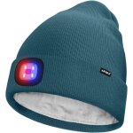 Shiba - unisexe led bonnet lampe frontale, usb rechargeable 4 led rouge et bleu lueur clignotant chapeau ...