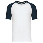 T - shirt bicolore baseball - homme - k330 - blanc et bleu marine