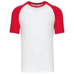 T - shirt bicolore baseball - homme - k330 - blanc et rouge