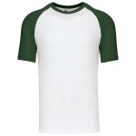 T - shirt bicolore baseball - homme - k330 - blanc et vert fonc�