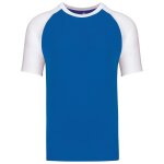 T - shirt bicolore baseball - homme - k330 - bleu aqua et blanc