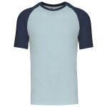 T - shirt bicolore baseball - homme - k330 - bleu clair et bleu denim