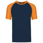 T - shirt bicolore baseball - homme - k330 - bleu marine et orange