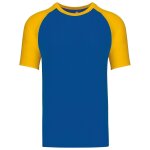 T - shirt bicolore baseball - homme - k330 - bleu roi et jaune