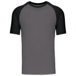T - shirt bicolore baseball - homme - k330 - gris fonc� et noir