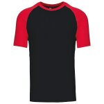 T - shirt bicolore baseball - homme - k330 - noir et rouge