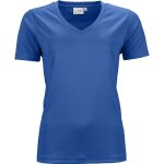 T - shirt respirant femme col v - running - jn735 - bleu roi