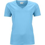 T - shirt respirant femme col v - running - jn735 - bleu turquoise