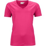 T - shirt respirant femme col v - running - jn735 - rose