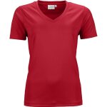 T - shirt respirant femme col v - running - jn735 - rouge