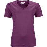 T - shirt respirant femme col v - running - jn735 - violet pourpre