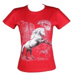 T - shirt femme manches courtes - cheval blanc 10387 - rouge