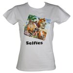 T - shirt femme manches courtes - chevaux selfies 2372 - blanc