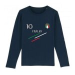 T - shirt manches longues enfant foot italie bleu marine