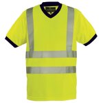 T - shirt mc col v jaune fluorescent xxxl