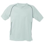 T - shirt polyester enfant col v maillot football - jn386k - blanc T - shirt polyester enfant col v maillot football - jn386k - blanc