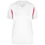T - shirt running respirant jn316 - blanc et rouge - femme