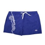 Short de bain bleu motifs graphiques et cordon blancs homme umbro