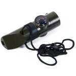 Sifflet de survie d'urgence 7 en 1, kit d'outils, boussole, thermomtre, loupe, lampe led, outils de ...
