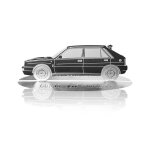 Objet de d�coration - lancia - hf delta integrale - silhouette grav�e - acier inoxydable - vitrine transparent ...