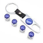 Silver4 pices en alliage de zinc antivol voiture roue pneu valve bouchons tige air + 1 pices en cuir ...