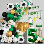 Sjzg - lot de 142 ballons de football d'anniversaire pour enfants de 5 ans avec troph�e dor� champion ...