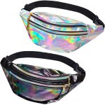 Sjzg - 2 pack sac banane femme, banane sacoche, banane holographique femme accessoires des annes 80 ...