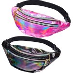 Sjzg - 2 pack sac banane femme, banane sacoche, banane holographique femme accessoires des annes 80 ...